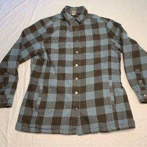 Duluth Blue Plaid Quilt Lined Flannel Shirt Shacket Jacket Men’s Medium